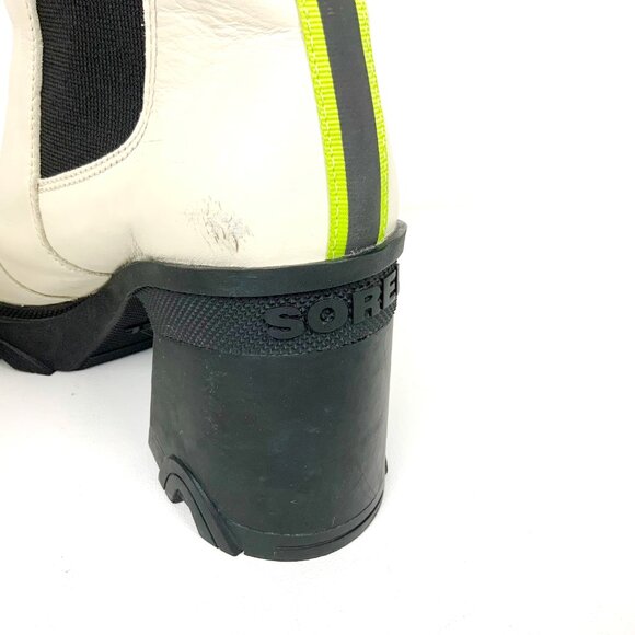 Sorel Brex Platform Block Heel Chelsea Boots Chalk White/ Black Size 9.5 - Picture 13 of 16